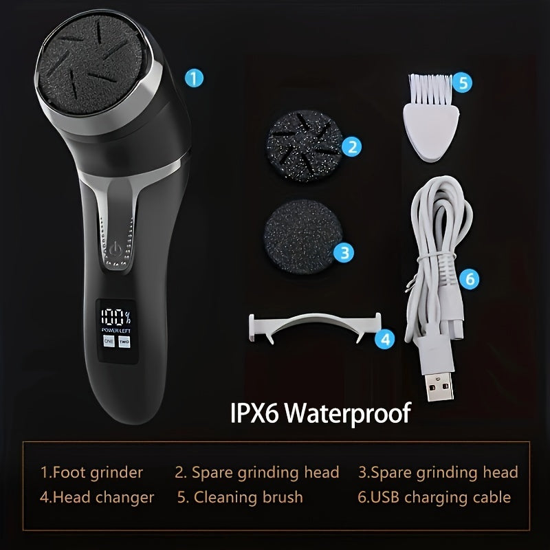 Rechargeable Electric Foot File for Callus Removal, Portable Pedicure Tool Kit Designed for Professional Care of Dry, Cracked Skin. A Perfect Gift for Foot Repair.