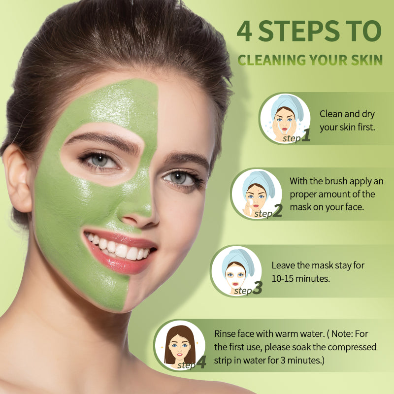 [Purifying|Green Tea] Purifying Green Tea Clay Mask 1pc - Volcanic Mud Deep Washing Face Skin 5.29oz