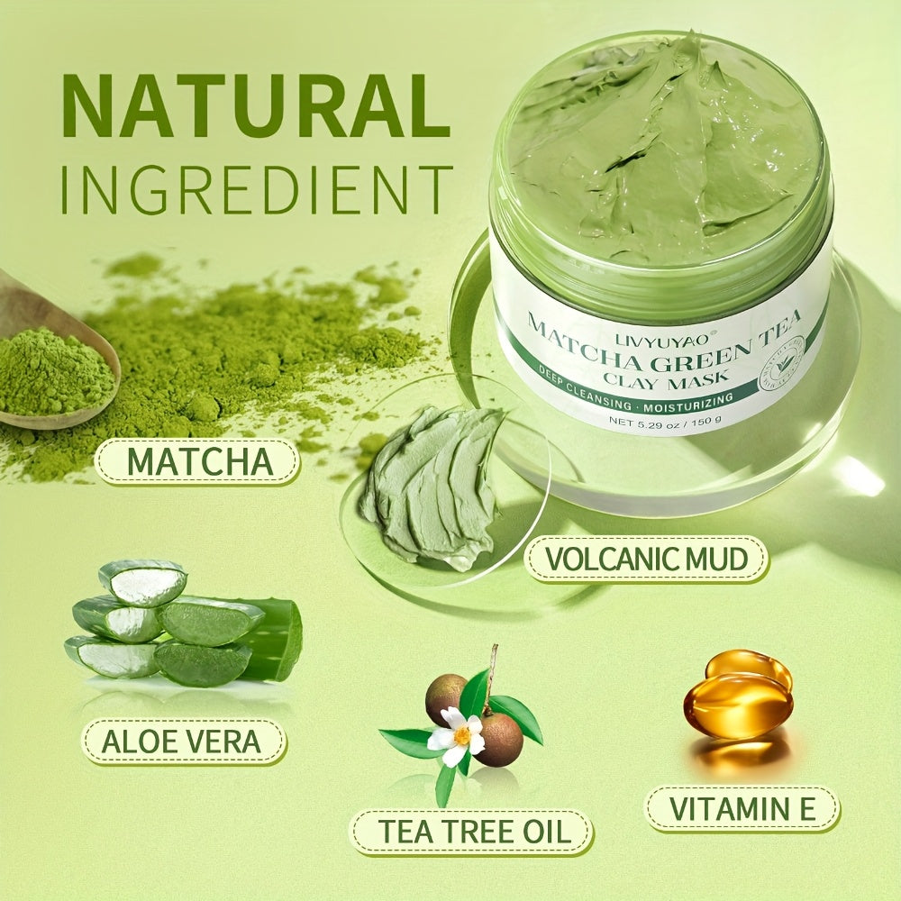 [Purifying|Green Tea] Purifying Green Tea Clay Mask 1pc - Volcanic Mud Deep Washing Face Skin 5.29oz