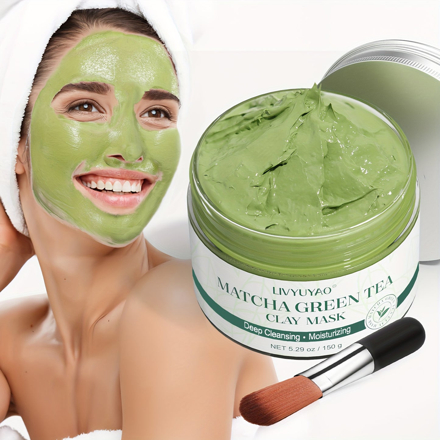 [Purifying|Green Tea] Purifying Green Tea Clay Mask 1pc - Volcanic Mud Deep Washing Face Skin 5.29oz